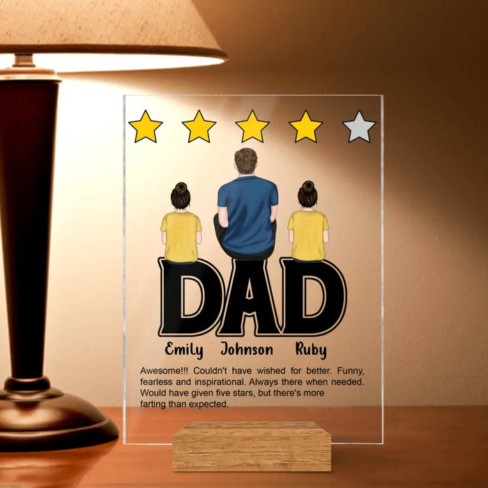 Custom Personalized Dad Rating Acrylic Plaque - Father's Day Gift Idea For Dad -Upto 4 Kids - Awesome! Couldn't Have Wished For Better