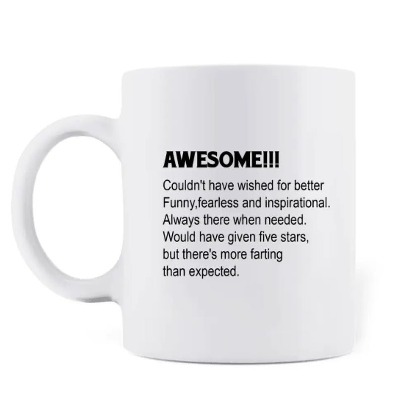 Personalized Dad Rating Coffee Mug - Father's Day Gift Idea For Dad - Up to 4 Kids - Awesome! Couldn't Have Wished For Better