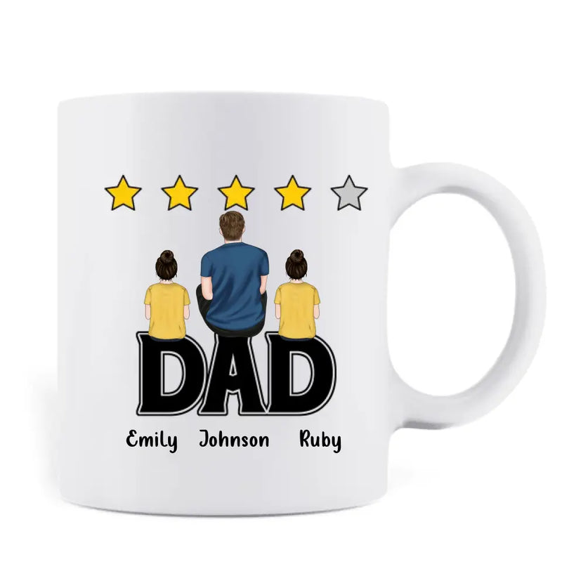 Personalized Dad Rating Coffee Mug - Father's Day Gift Idea For Dad - Up to 4 Kids - Awesome! Couldn't Have Wished For Better