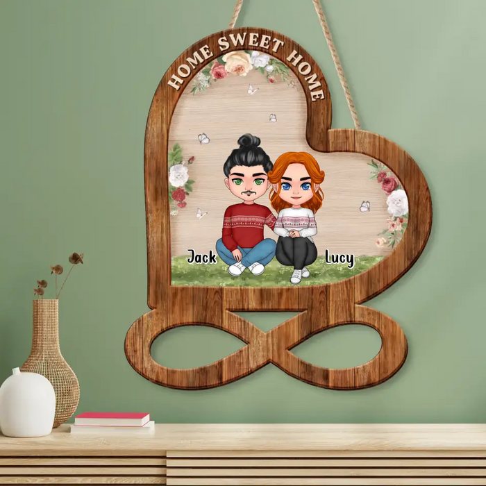 Custom Personalized Couple Wooden Sign - Christmas/Birthday/Anniversary Gift Idea For Couple - Home Sweet Home