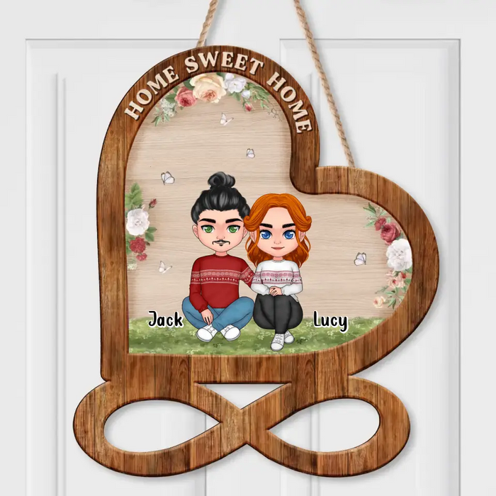 Custom Personalized Couple Wooden Sign - Christmas/Birthday/Anniversary Gift Idea For Couple - Home Sweet Home