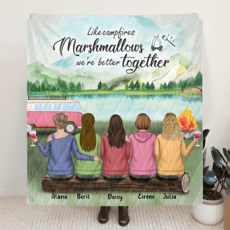 Personalized Camping Quilt/Fleece Blanket - Best Gift For Camping Lovers, Friends - We Are More Than Just Camping Friends