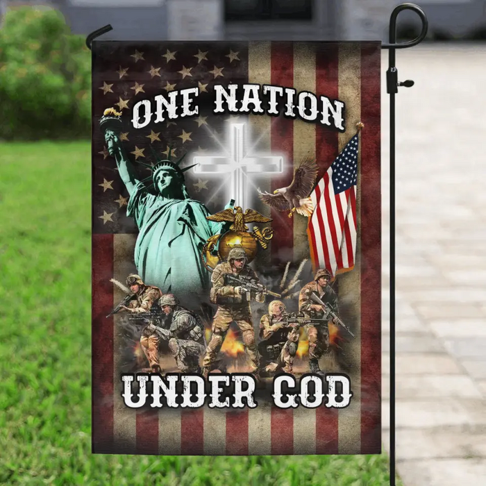 Custom Personalized Veteran Garden Flag - Gift Idea For Veteran - One Nation Under God