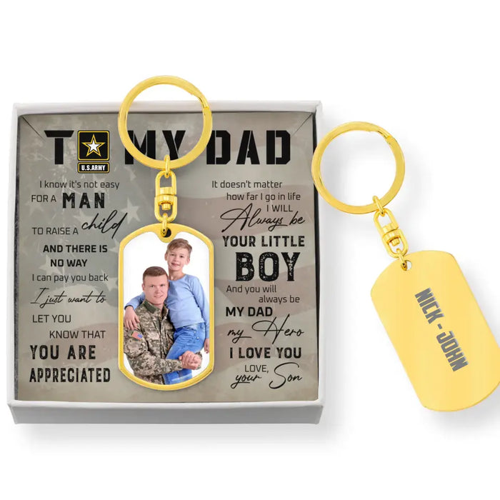 Custom Personalized To My Veteran Dad Tag Keychain With Message Card - Gift Idea For Veteran/Father's Day/ Independence Day - You Are Appreciated