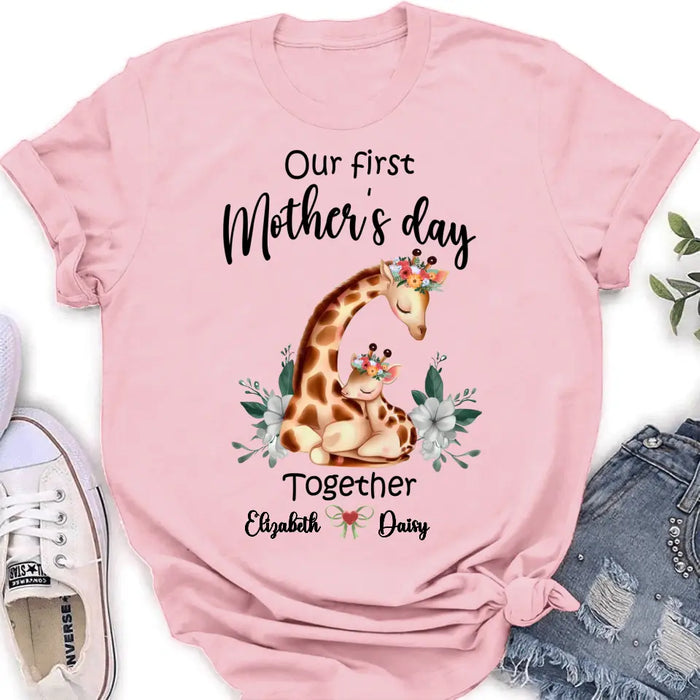 Custom Personalized Giraffe Baby Onesie/T-Shirt - Gift Idea for Baby/Mother's Day - Our First Mother's Day Together