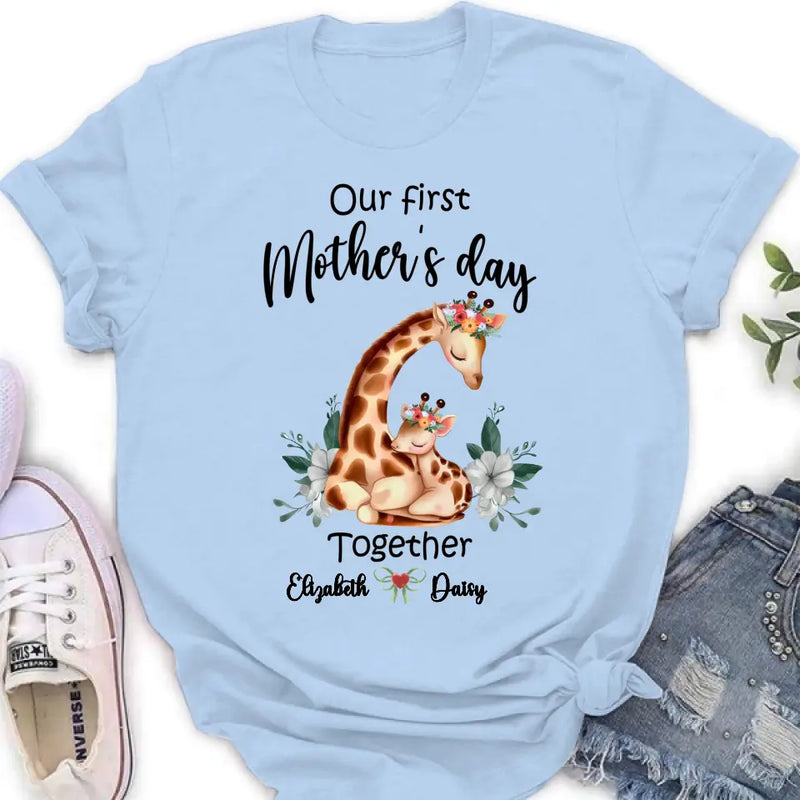 Personalized Giraffe Baby Onesie/T-Shirt - Gift Idea for Baby/Mother's Day - Our First Mother's Day Together