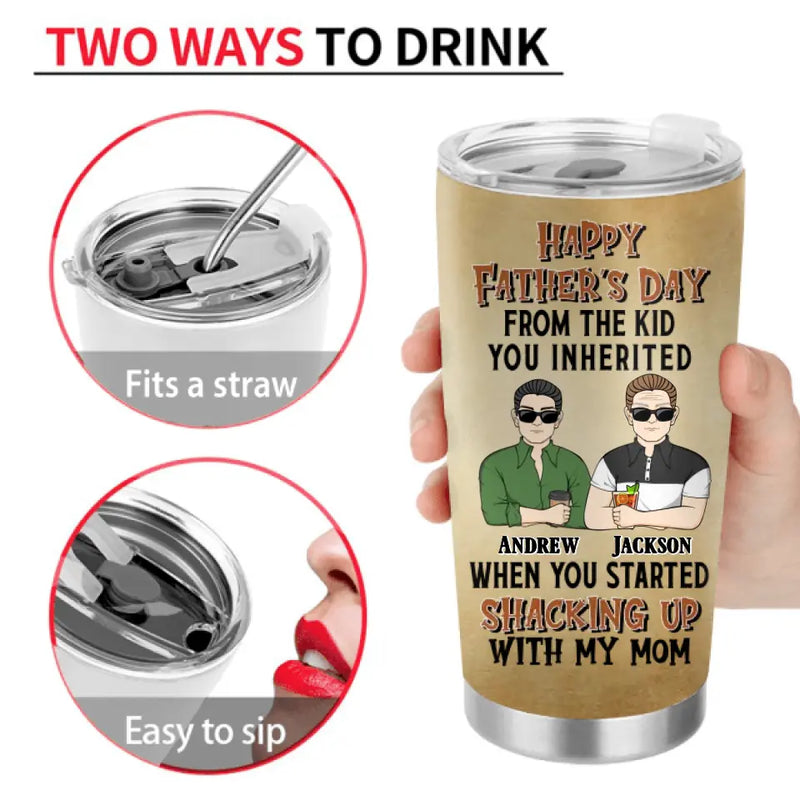 Personalized Father Tumbler - Father With Up to 4 Children - Gift Idea For Father's Day - Even Though I'm Not From Your Sack I Know You've Still Got My Back