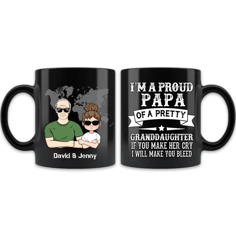 Personalized Grandpa Coffee Mug - Father's Day Gift Idea for Grandpa - I'm A Proud Papa Of A Pretty Granddaughter