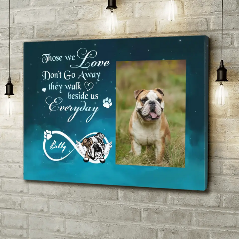 Personalized Memorial Photo Canvas - Memorial Gift Idea for Dog/Cat Owners - Those We Love Don't Go Away They Walk Beside Us Everyday