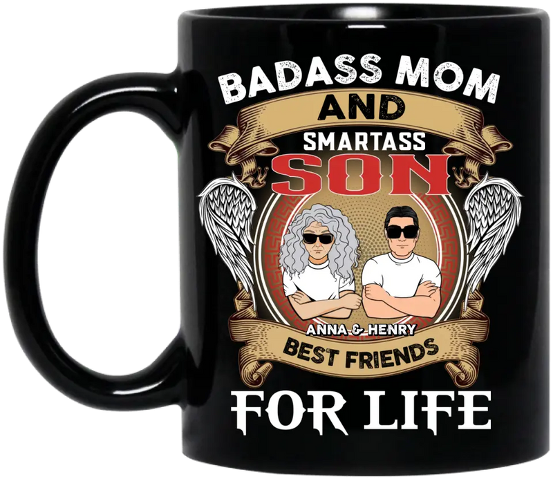 Personalized Mother And Son Coffee Mug - Gift Idea For Mother's Day From Son - Badass Mom And Smartass Son Best Friends For Life