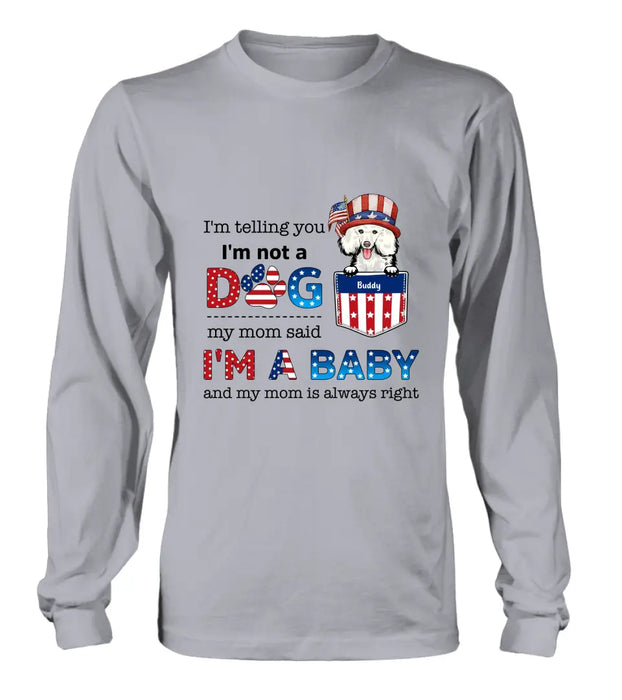 Custom Personalized Pet Shirt/Hoodie - Independence Day Gift Idea for Dog/Cat Owners - I'm Telling You I'm Not A Dog