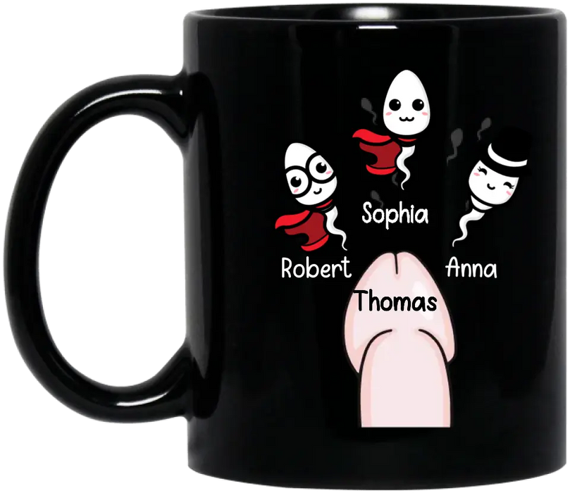 Custom Personalized Sperms Mug - Gift Idea For Father's Day From Kids - Upto 3 Sperms - Seems Like Just Yesterday We Were Chillin' In Your Balls Happy Father's Day