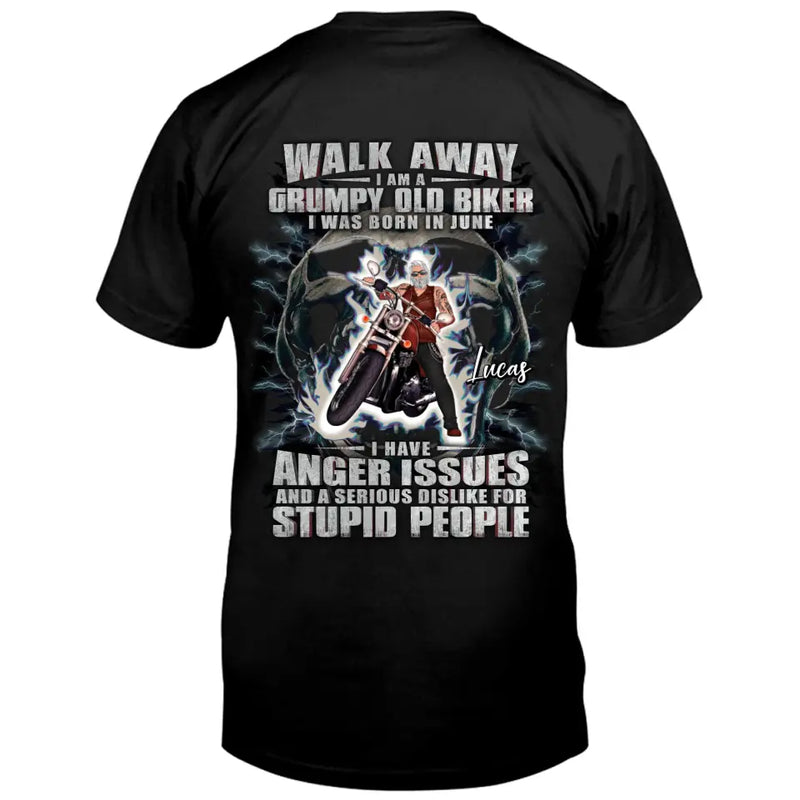 Personalized Biker Shirt/Hoodie - Father's Day Gift Idea For Biker - Walk Away I Am A Grumpy Old Biker
