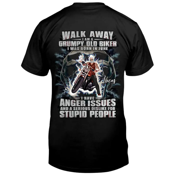 Custom Personalized Biker Shirt/Hoodie - Father's Day Gift Idea For Biker - Walk Away I Am A Grumpy Old Biker