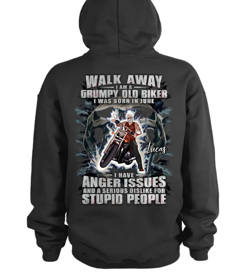 Personalized Biker Shirt/Hoodie - Father's Day Gift Idea For Biker - Walk Away I Am A Grumpy Old Biker