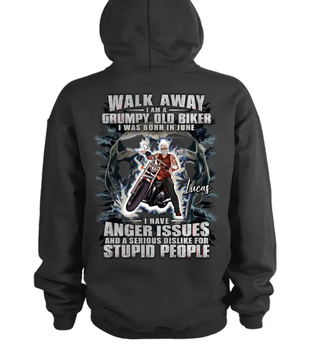 Custom Personalized Biker Shirt/Hoodie - Father's Day Gift Idea For Biker - Walk Away I Am A Grumpy Old Biker