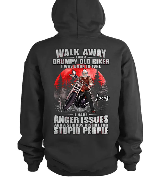 Custom Personalized Biker Shirt/Hoodie - Father's Day Gift Idea For Biker - Walk Away I Am A Grumpy Old Biker