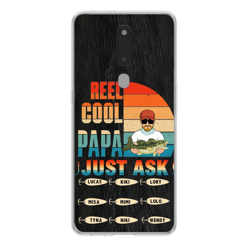 Personalized Reel Cool Dad Phone Case - Gift Idea For Father's Day/Grandpa/Fishing Lovers - Up to 9 Kids - Reel Cool Papa Just Ask - Cases For Oppo/Xiaomi/Huawei
