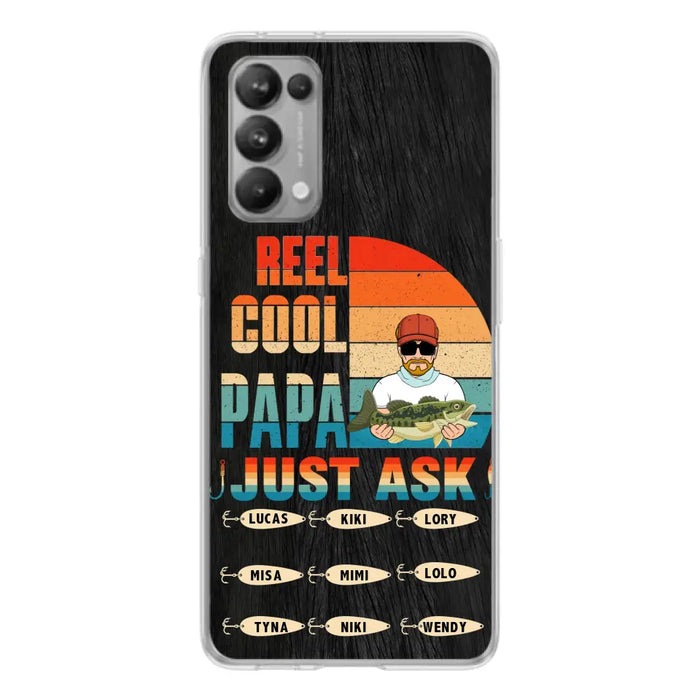 Custom Personalized Reel Cool Dad Phone Case - Gift Idea For Father's Day/Grandpa/Fishing Lovers - Upto 9 Kids - Reel Cool Papa Just Ask - Cases For Oppo/Xiaomi/Huawei