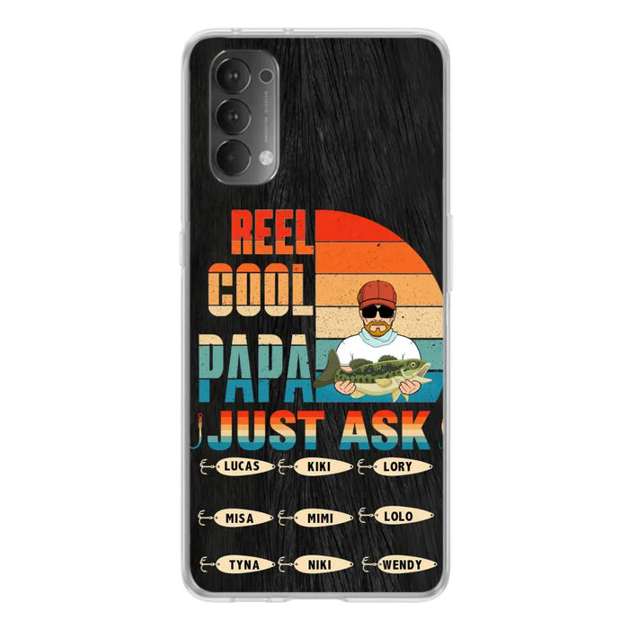 Custom Personalized Reel Cool Dad Phone Case - Gift Idea For Father's Day/Grandpa/Fishing Lovers - Upto 9 Kids - Reel Cool Papa Just Ask - Cases For Oppo/Xiaomi/Huawei