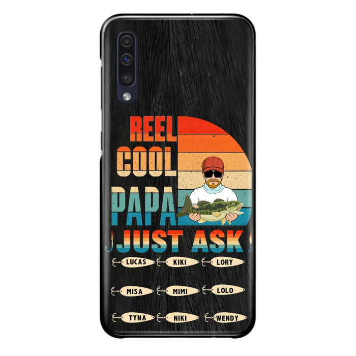 Custom Personalized Reel Cool Dad Phone Case - Gift Idea For Father's Day/Grandpa/Fishing Lovers - Upto 9 Kids - Reel Cool Papa Just Ask - Cases For iPhone/Samsung