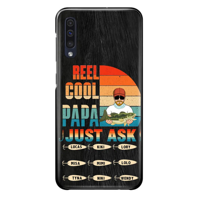 Custom Personalized Reel Cool Dad Phone Case - Gift Idea For Father's Day/Grandpa/Fishing Lovers - Upto 9 Kids - Reel Cool Papa Just Ask - Cases For iPhone/Samsung