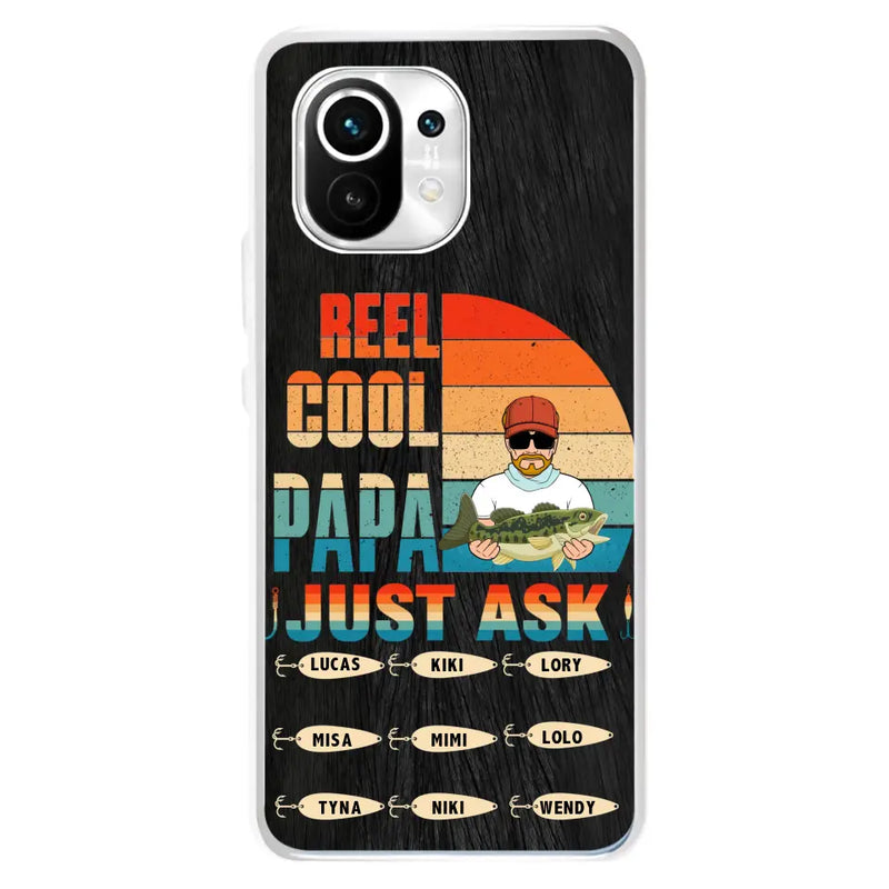 Personalized Reel Cool Dad Phone Case - Gift Idea For Father's Day/Grandpa/Fishing Lovers - Up to 9 Kids - Reel Cool Papa Just Ask - Cases For Oppo/Xiaomi/Huawei