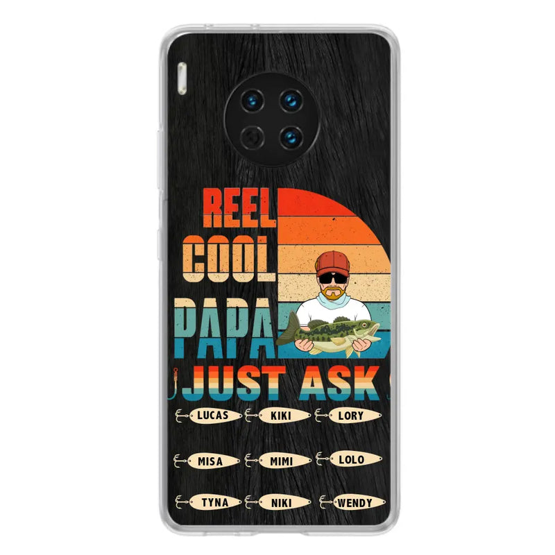 Personalized Reel Cool Dad Phone Case - Gift Idea For Father's Day/Grandpa/Fishing Lovers - Up to 9 Kids - Reel Cool Papa Just Ask - Cases For Oppo/Xiaomi/Huawei