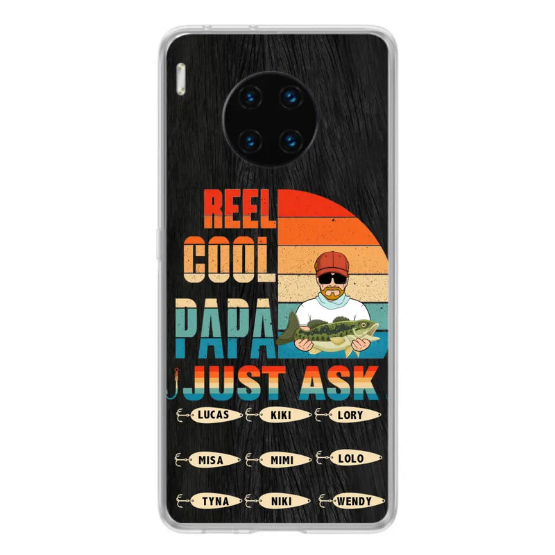 Personalized Reel Cool Dad Phone Case - Gift Idea For Father's Day/Grandpa/Fishing Lovers - Up to 9 Kids - Reel Cool Papa Just Ask - Cases For Oppo/Xiaomi/Huawei