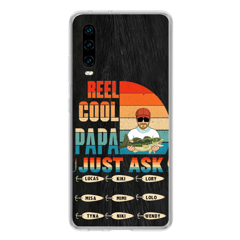 Personalized Reel Cool Dad Phone Case - Gift Idea For Father's Day/Grandpa/Fishing Lovers - Up to 9 Kids - Reel Cool Papa Just Ask - Cases For Oppo/Xiaomi/Huawei