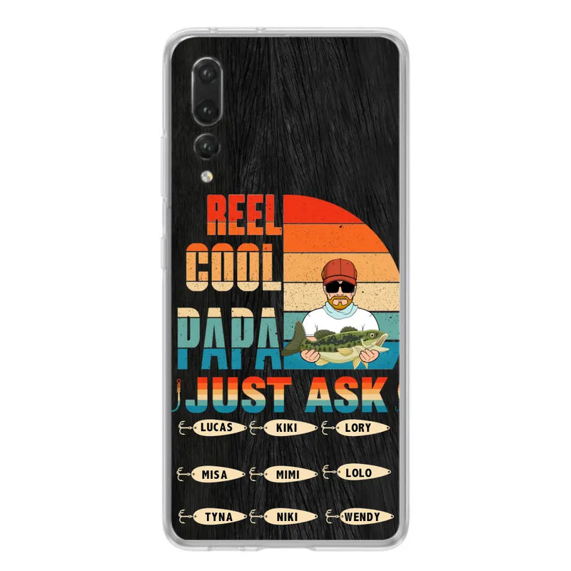Personalized Reel Cool Dad Phone Case - Gift Idea For Father's Day/Grandpa/Fishing Lovers - Up to 9 Kids - Reel Cool Papa Just Ask - Cases For Oppo/Xiaomi/Huawei