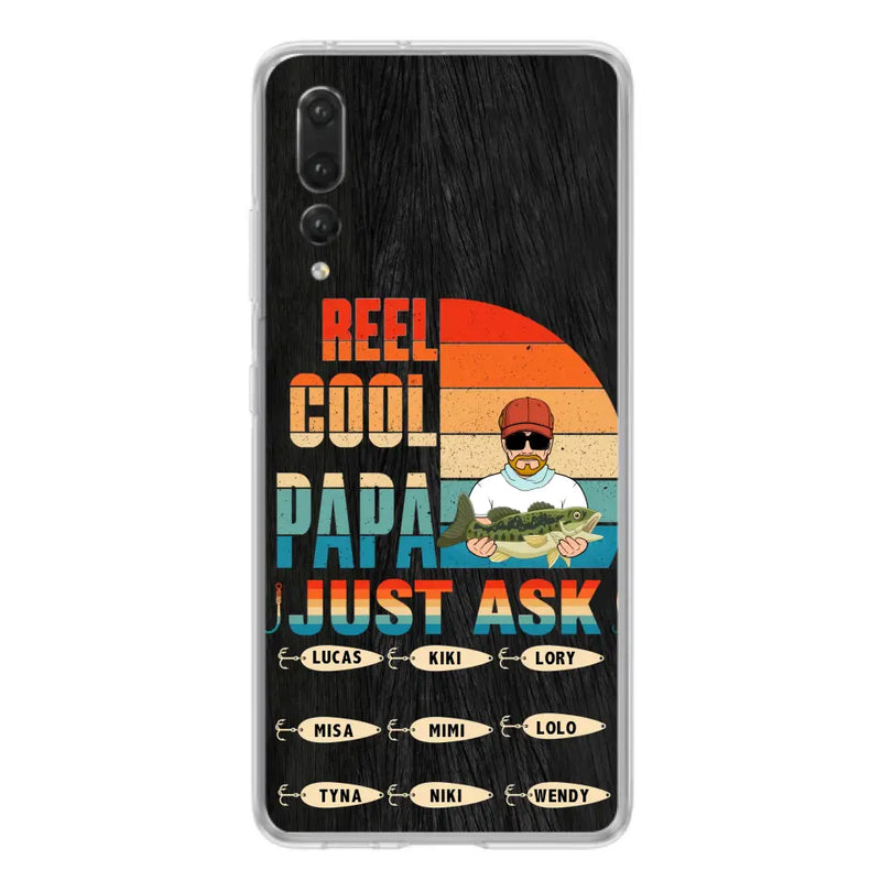 Personalized Reel Cool Dad Phone Case - Gift Idea For Father's Day/Grandpa/Fishing Lovers - Up to 9 Kids - Reel Cool Papa Just Ask - Cases For Oppo/Xiaomi/Huawei