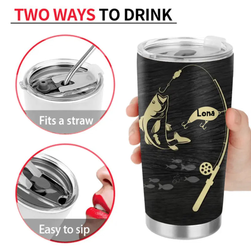 Personalized Dad Tumbler - Gift Idea For Father's Day/Fishing Lovers - Up to 8 Kids - We Hooked The Best Dad No Trout About It You Totally Kick Bass