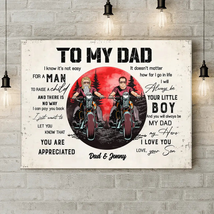 Custom Personalized Dad Canvas - Father's Day Gift Idea for Dad from Son - To My Dad