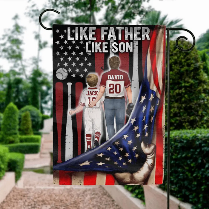 Custom Personalized Dad Flag - Gift Idea for Father's Day/Independence Day - Like Father Like Son