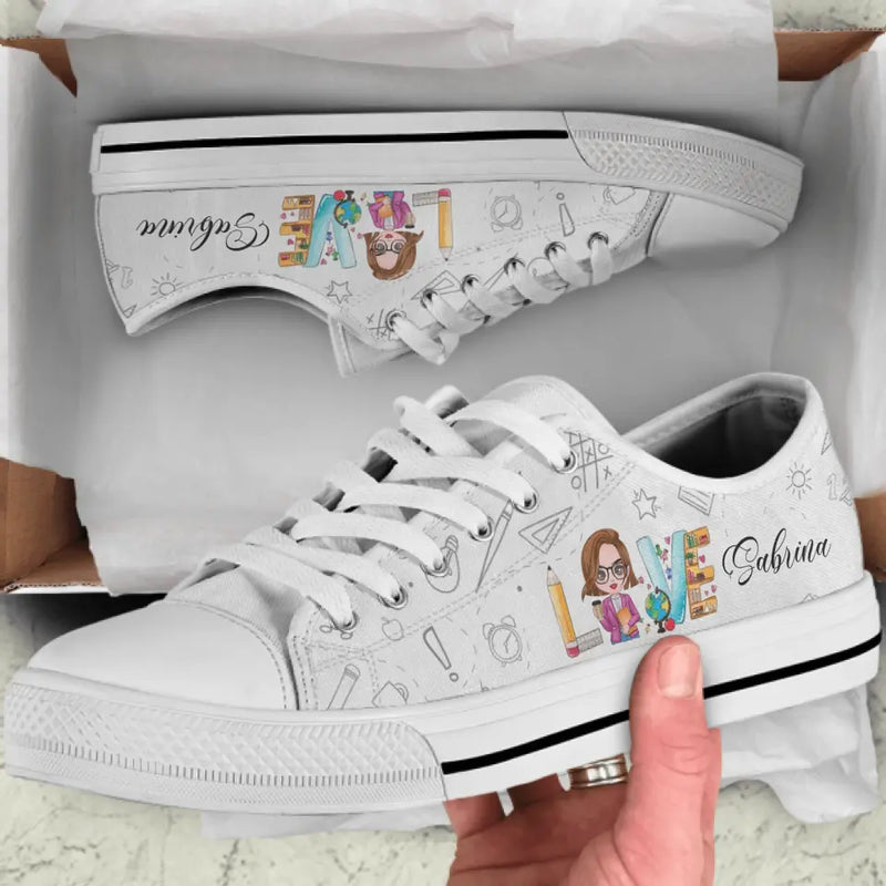Personalized Teacher Sneakers - Gift Idea For Teacher - Love