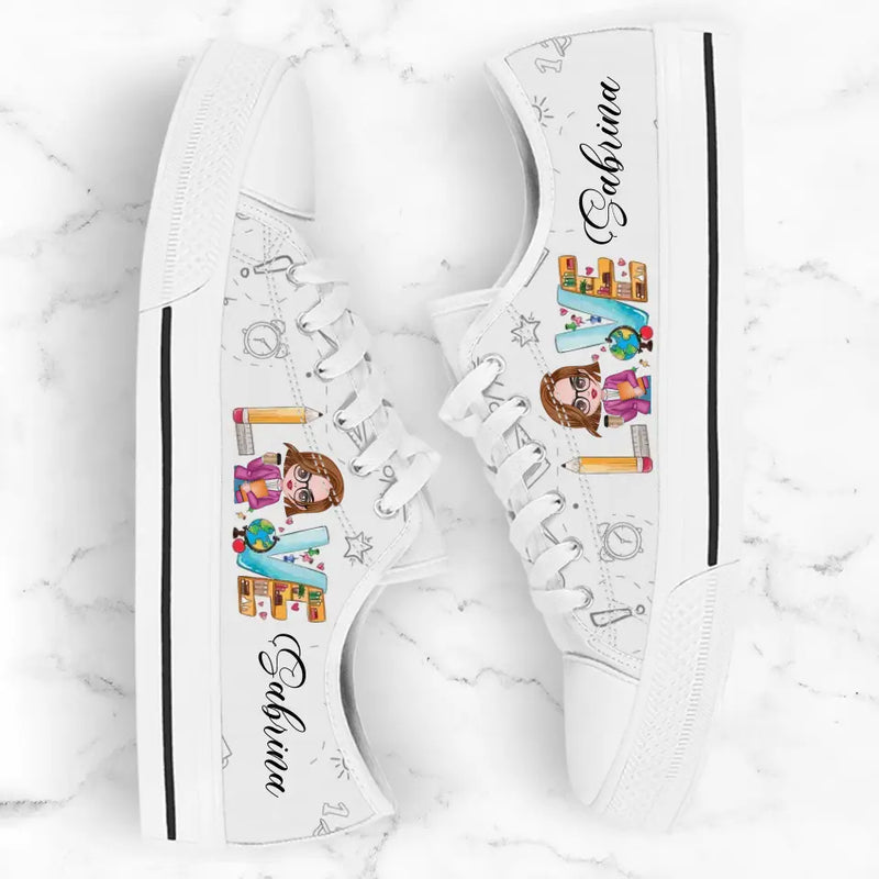 Personalized Teacher Sneakers - Gift Idea For Teacher - Love