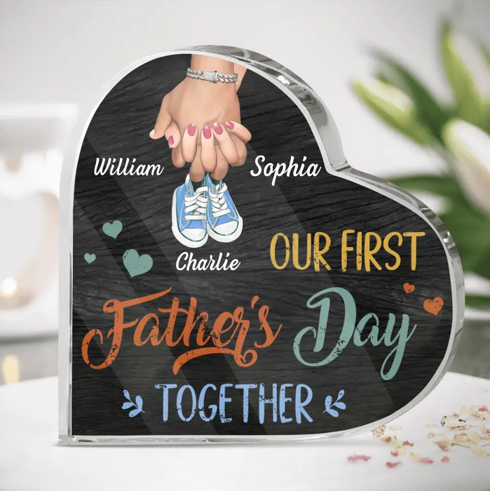 Custom Personalized First Father's Day Crystal Heart - Best Gift Idea For Mother's Day/Father's Day 2023 - Our First Father's Day Together