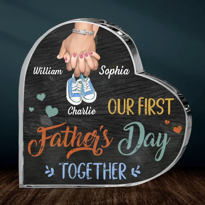 Custom Personalized First Father's Day Crystal Heart - Best Gift Idea For Mother's Day/Father's Day 2023 - Our First Father's Day Together