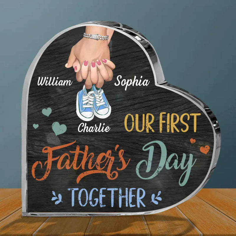 Personalized First Father's Day Crystal Heart - Best Gift Idea For Mother's Day/Father's Day - Our First Father's Day Together