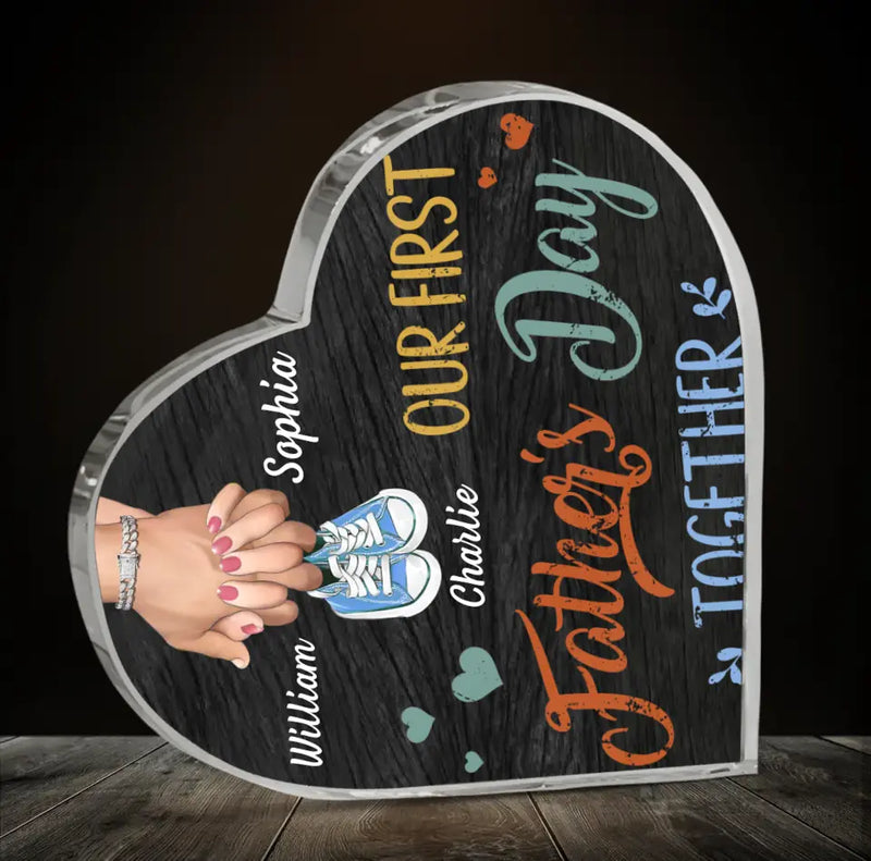Personalized First Father's Day Crystal Heart - Best Gift Idea For Mother's Day/Father's Day - Our First Father's Day Together