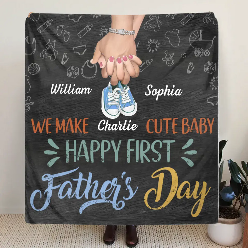 Personalized First Father's Day Quilt/Fleece Throw Blanket - Best Gift Idea For Mother's Day/Father's Day - We Make Cute Baby