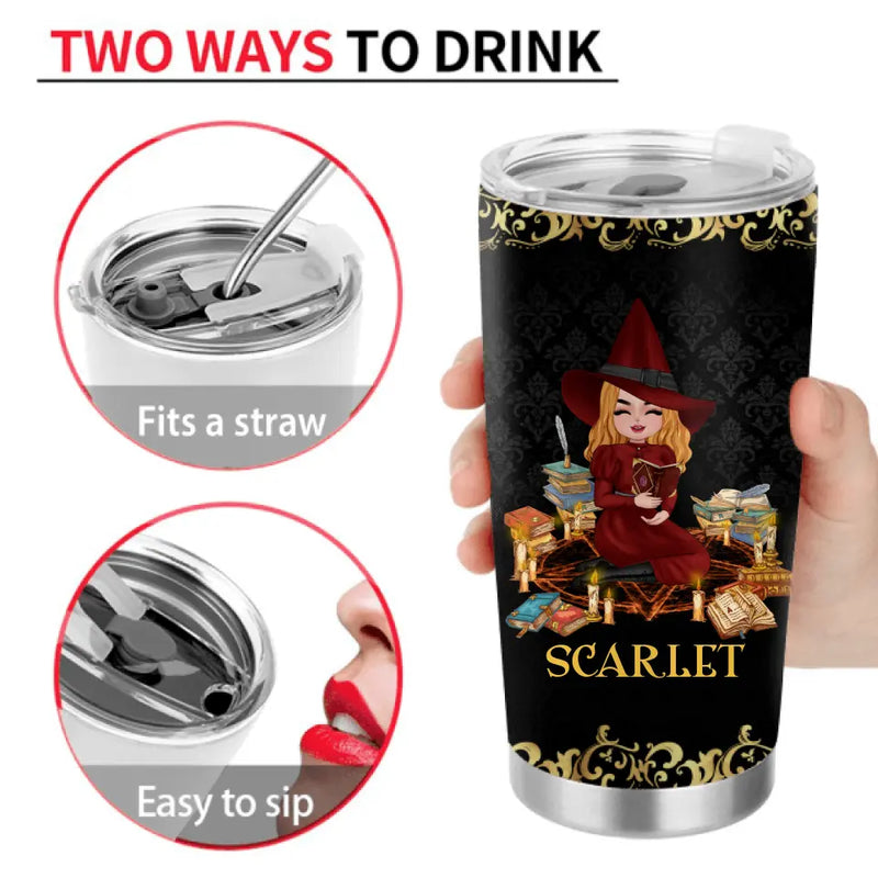 Personalized Book Witch Tumbler - Halloween Gift Idea For Book Lovers - In A World Full Of Bookworms Be A Book Witch