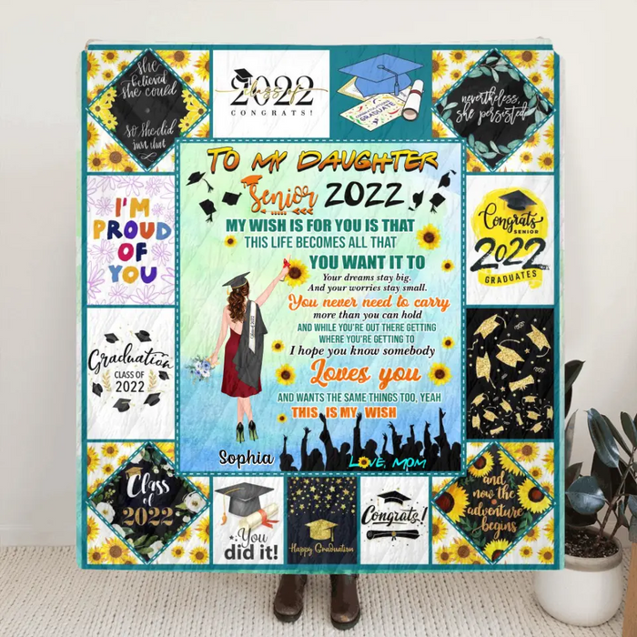 Custom Personalized Graduation Blanket - Gift Idea For Daughter/ Graduation - I Hope You Know Somebody Loves You