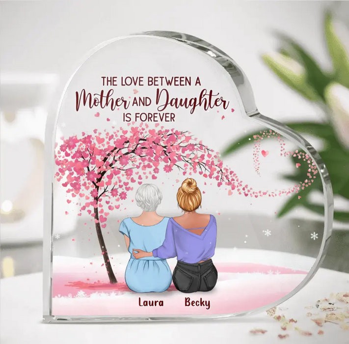 Custom Personalized Mother Crystal Heart - Upto 4 Daughters - Gift Idea for Mother's Day/Birthday - The Love Between A Mother And Daughter Is Forever