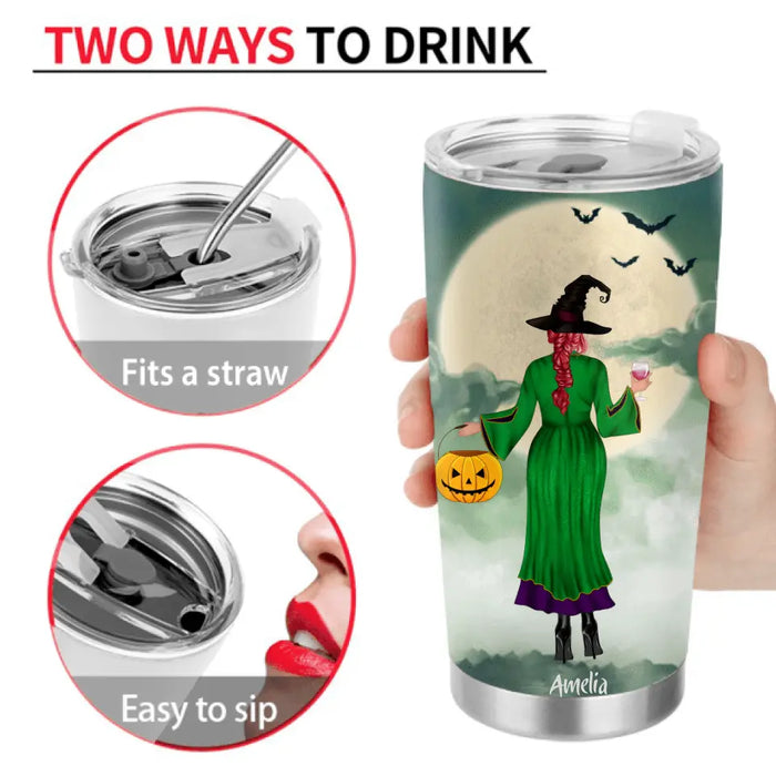 Personalized Halloween Girls Tumbler - Gift Idea For Halloween/Friends - I Put A Spell On You & Now You're Mine