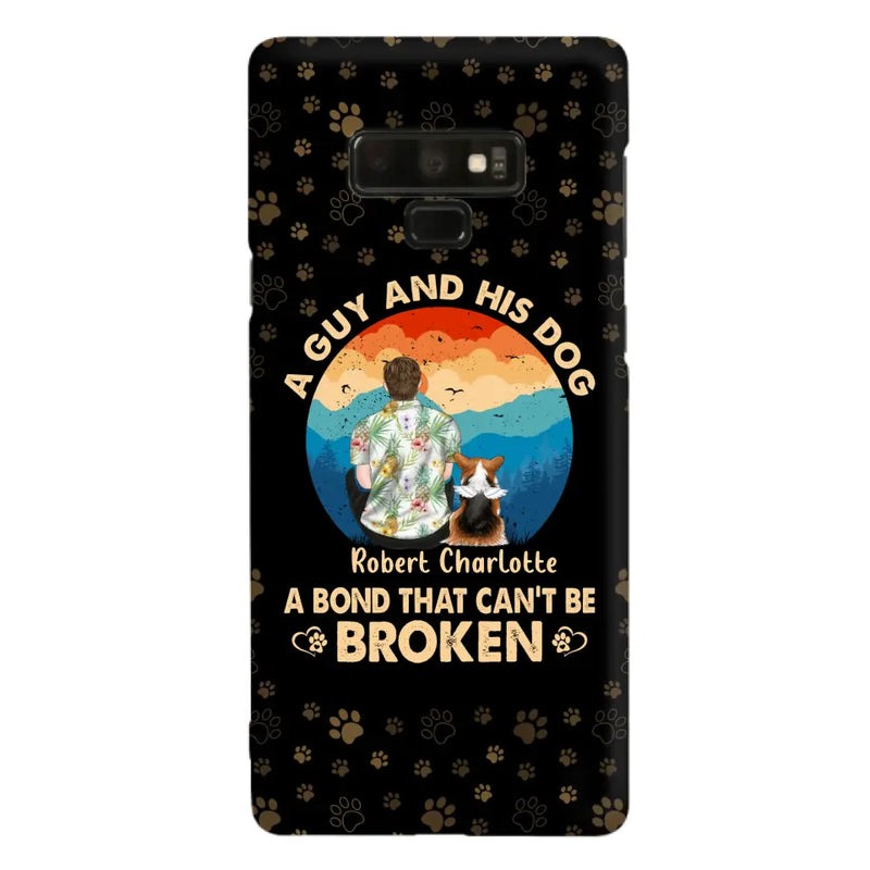 Personalized Dog Dad Phone Case - Father's Day Gift Idea for Dad/Dog Lovers - Up to 4 Dogs - A Guy And His Dog A Bond That Can't Be Broken - Cases For iPhone/Samsung