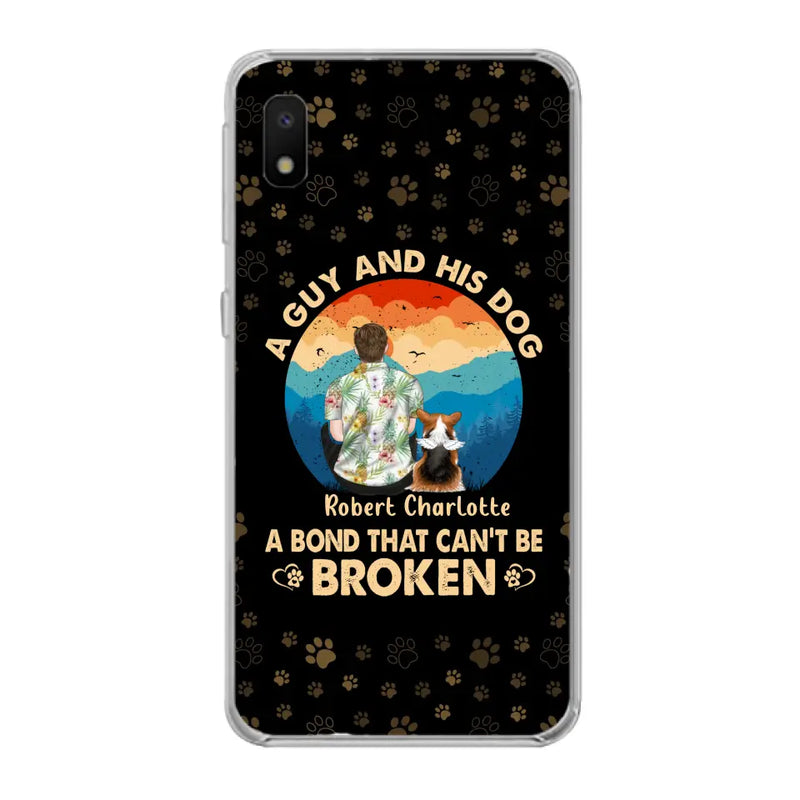 Personalized Dog Dad Phone Case - Father's Day Gift Idea for Dad/Dog Lovers - Up to 4 Dogs - A Guy And His Dog A Bond That Can't Be Broken - Cases For iPhone/Samsung
