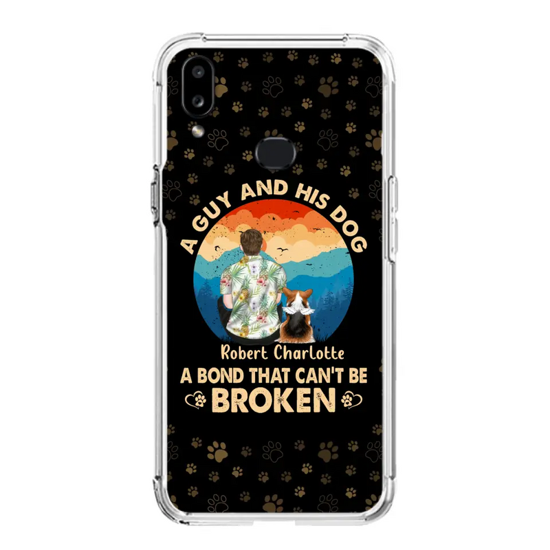 Personalized Dog Dad Phone Case - Father's Day Gift Idea for Dad/Dog Lovers - Up to 4 Dogs - A Guy And His Dog A Bond That Can't Be Broken - Cases For iPhone/Samsung