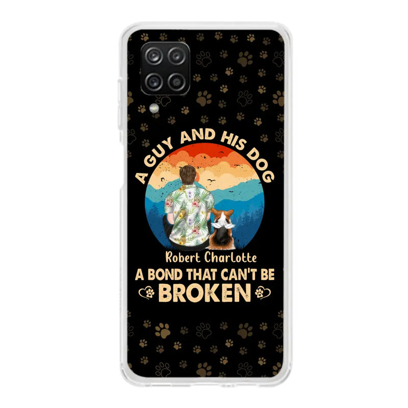 Personalized Dog Dad Phone Case - Father's Day Gift Idea for Dad/Dog Lovers - Up to 4 Dogs - A Guy And His Dog A Bond That Can't Be Broken - Cases For iPhone/Samsung